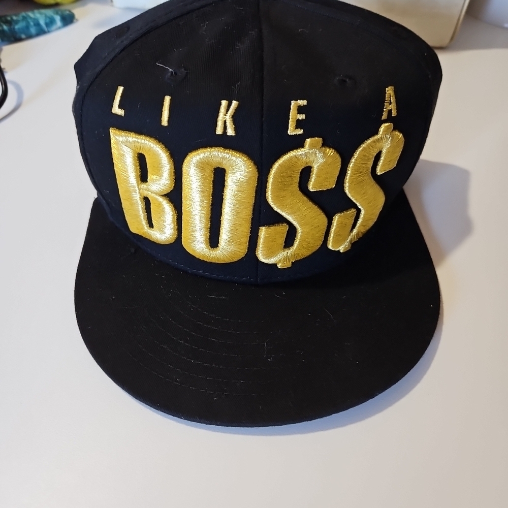 KBETHOS Black Hat with Gold Boss Design